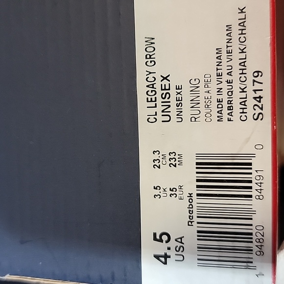 Reebok Big kids Unisex Classic Legacy Grow Shoes | Chalk/Chalk | Size:4.5 - Picture 10 of 10